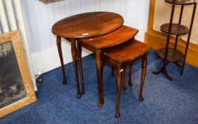 Nest Of Tables Three in total of plain form with Queen Anne legs, oval top, Height approx 21.