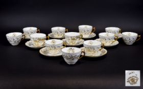 Coalport Acid Gold Bone China Collection Comprises twenty one pieces to include 12 cups and 9