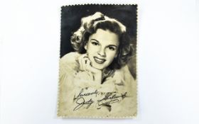 Judy Garland Hand Signed Black and White Photo From The 1940's Signed In Ink - Slightly Faded.