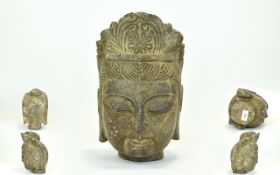 A Carved Limestone Head Of A Bodhisattva Looks To Be Northern Qi Dynasty Or Later Tang serene face