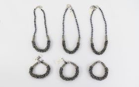 Collection Of Faceted Bead Necklaces And Bracelets Six items in total. Three necklaces and three
