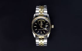 Fashion Copy Gents Vintage - Two Tone Stainless Steel Date-Just Wrist Watch - Please See Photos.