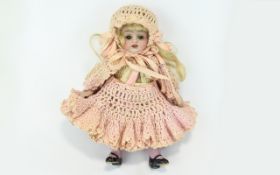 Antique - Stunning Quality German Bisque Head Miniature Girl Doll ( Mignonettes ) With Original
