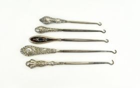 Victorian And Edwardian Period Collection of Very Ornate Embossed Silver and Tortoiseshell Handle