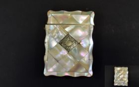 Victorian Period Nice Quality Mother of Pearl and Tortoiseshell Card Case with silver inlay circa
