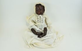 Armand Marseille Black Ceramic Head 'Dream Baby', no. 351./4K, sleeping brown eyes, open mouth