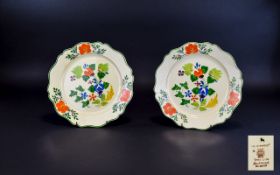 Adams Royal Ivory Titian Ware Hand Painted Pair of Cabinet Plates. c.1905. The Wynbook Floral