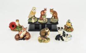 Border Fine Arts Society Hand Made and Signed Collection of Eight ( 8 ) Animal and Bird Figures -