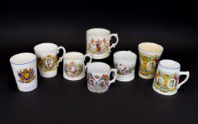 A Collection Of Royal Commemorative Drinking Vessels Eight in total to include cups and mugs to