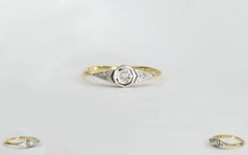 18ct Gold and Platinum Illusion Set Diamond Ring from the 1930's set with a central single stone