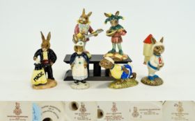 A Royal Doulton Hand Painted Collection of Bunnykins ( 6 ) Six In Total.