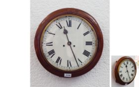 Victorian Walnut Railway/school Clock 11 Inch White Enamelled Dial, Roman Numerals,