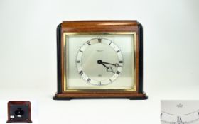 Art Deco Period Elliot - Walnut and Ebonised Cased Mantel Clock of Excellent Quality and Working