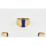 A Designed and Custom Made 9ct Gold Band Set with a single blue Lapis Lazuli Stone,