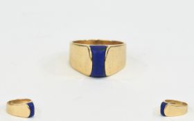 A Designed and Custom Made 9ct Gold Band Set with a single blue Lapis Lazuli Stone,