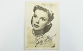 Judy Garland American Film Stars of 1940's / 1950's Hand Signed In Black Ink by The Star Herself.