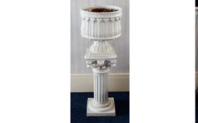 Jardiniere Large contemporary reproduction jardiniere raised on a Corinthian column with stylised