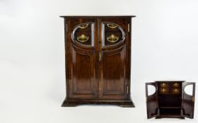 English - Early 20th Century Nice Quality Oak Cased Free Standing Smokers Cabinet.