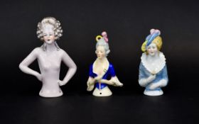 A Collection Of Vintage Ceramic Half Boudoir Dolls Three in total, each in very good condition.