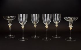 Fine Quality Drinking Glasses Gold bands to centre of stems, 6 glasses in total, please see photo.
