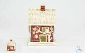 Coalport Cottages 'Red House' Scarce, collectible hand painted cottage ornament with red brick, bird