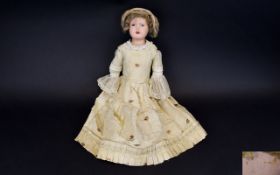 Antique Victorian Bisque Head Doll Marked to back of head looks to be attributed to Diamond Pottery