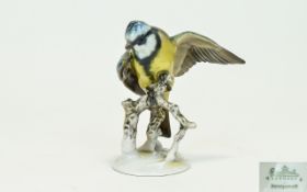 Antique Rosenthal Blue Tit Figurine Hand painted porcelain figurine stamped Rosenthal Germany