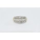 18ct Gold Set Round Brilliant and Marquise Cut Cluster Diamond Ring.