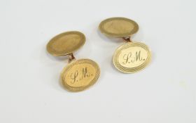 Gents Pair Of Vintage 9ct Gold Cufflinks Fully hallmarked 375, 3.