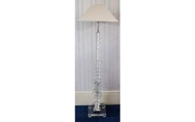 Contemporary Art Deco Style Glass Standard Lamp Tall and elegant lamp with square cream shade and