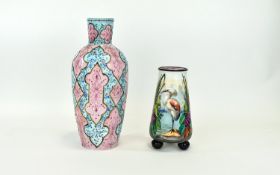Antique - French Pink and Pale Blue Coloured Glass Vase.