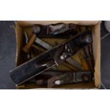 Box of Assorted Tools to include a Stanley no 6 plane, Record no 4 plane and no 5 plane.