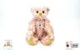 Steiff - Vintage Blush Pink Mohair Teddy Bear ' Rose ' 1925 Replica with Centre Seam and Button Ear.