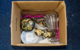 Mixed Collection Of Ceramics And Collectibles Small box of items to include Chinese cloisonne