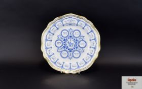 Spode Bone China Passover Plate / Order of The Sader Blue Litho with Gold Border.