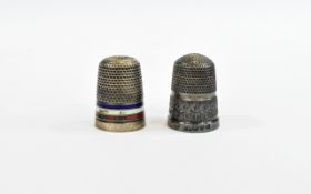 Charles Horner Silver and Enamel Set Thimble hallmark Chester 1936 plus a further Charles Horner