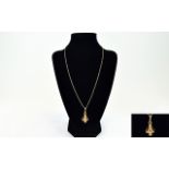 9ct Gold Pendant Drop with attached fancy 9ct gold chain.
