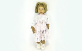 Norah Wellings Rare Large Cloth & Felt Child Doll with Straw Filling.