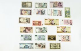 A Good Collection of Bank Notes from Around the World some uncirculated circa 1930 to 1980's.