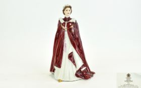 Royal Worcester Hand Painted Porcelain Figurine HRH Queen Elizabeth II, In Celebration of The Queens