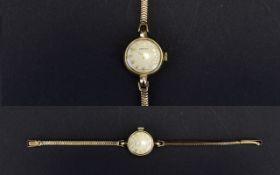 Ladies Vertex Swiss Made Mechanical Wrist Watch with integral 9ct gold bracelet from the 1950's.