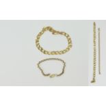 9ct Gold Bracelets Fancy Link and Belcher Design ( 2 ) Two In Total. Fully Hallmarked. 8.8 grams.