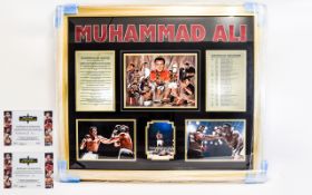 Muhammad Ali Hand Signed and Framed Montage Framed Behind Glass - Hand Signed by Ali,