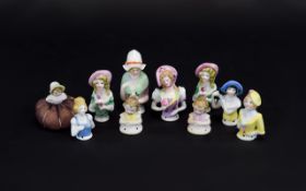 A Collection Of Vintage Miniature Ceramic Half Boudoir Dolls Ten in total, all in good condition,