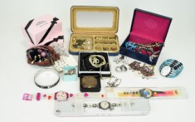 A Collection Of Costume Jewellery Housed in green faux leather box containing a collection of