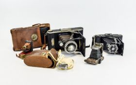 Collection Of Vintage Cameras And Photo Ephemera Approx six items in total to include three small