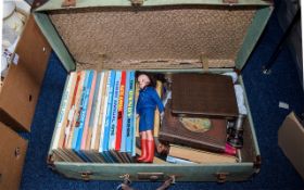 Suitcase Containing Various Childrens Annuals & Oddments