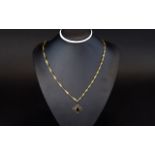 Vintage 9ct Gold Stone Set Pendant with Attached 14ct Gold Fancy Twist Chain.