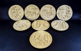 Collection Of Eight Cabinet Plates From The Studio Dante di Volteradici Titled The Nativity,