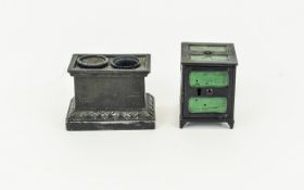 Victorian - Novelty Black Painted Cast Iron Double Twin Inkwell.